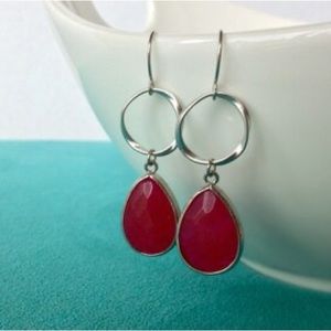 Hand Crafted Silver Ruby Dangle Earrings